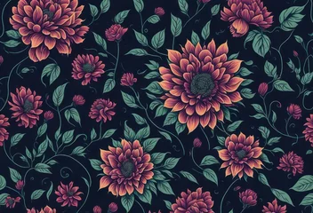 Fotobehang seamless pattern with flowers, Flowers Floral Patterns, Flowers, Textile Flowers design © Aqib