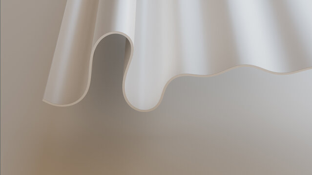 Curvy White Surface with Copy-Space. Contemporary 3D Minimalist Background