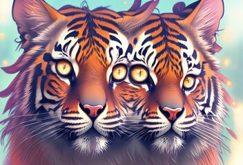 Obraz premium tiger head illustration, Tiger Tales: The Rich History and Cultural Significance of these Iconic Animals