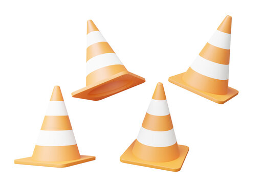 Traffic cones icon on isolated background. accident prevention concept. Cartoon minimal cute smooth. 3d render illustration