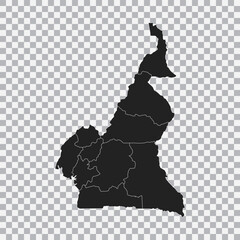 Political map of the Cameroon isolated on transparent background. Vector.