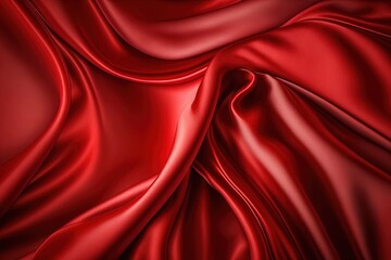 Obraz premium Abstract background, red satin silk fabric, Luxurious elegant waves, folds texture fabric. AI generated.