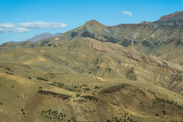 The endless panorama of the atlas mountains in morocco along the road from marrakech to the sahara desert