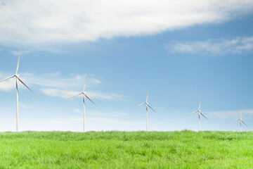 Windmill on Grass and Sky,Energy Turbine Wind Farm Generation Factory Farm,Plant Wind Turbine Power Sustainable Factory,Electric Industrial Alternative Renewable Energy Technology Mill,Environment