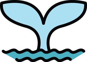 Whale tail icon. Outline whale tail vector icon for web design isolated on white background color flat