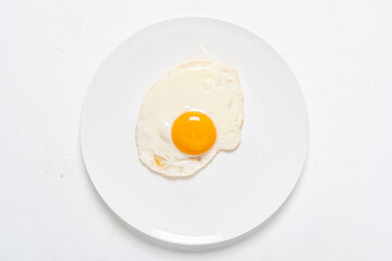 fried egg on the white plate