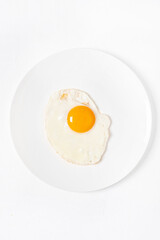 fried egg on the white plate