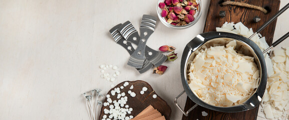 Homemade candle ingredients.