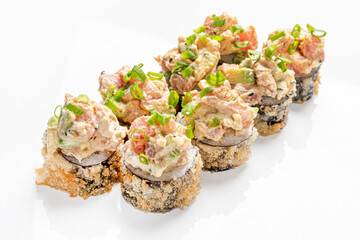 tasty sushi on the white background