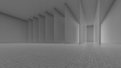 empty backroom liminal space 3d render