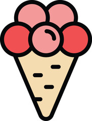 Summer ice cream icon. Outline Summer ice cream vector icon for web design isolated on white background color flat