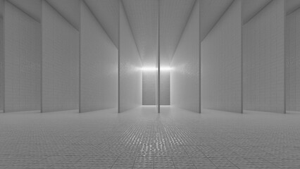 empty backroom liminal space 3d render