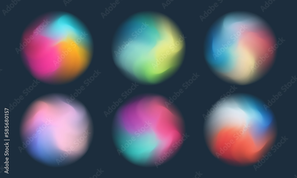 Fototapete defocused color round shapes. set of vibrant color gradient blurred circles for your creative graphi