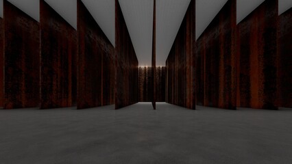 empty backroom liminal space 3d render