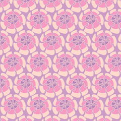 Pink violet background with abstract flower pattern. Decorative seamless pattern for wrapping paper, wallpaper, textile, greeting cards and invitations.