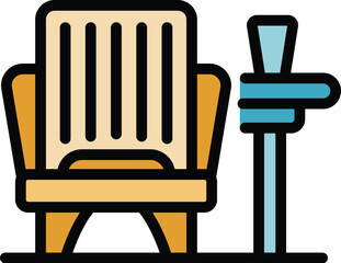 Aquapark lounge icon. Outline Aquapark lounge vector icon for web design isolated on white background color flat