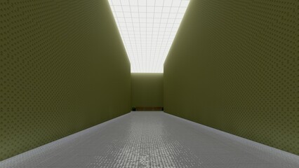 empty backroom liminal space 3d render