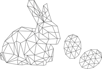 illustration triangle line of rabbit and easter eggs.