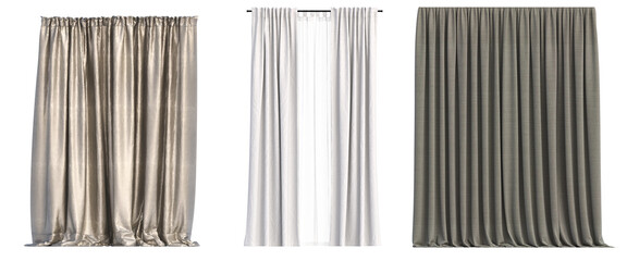 curtain isolated on a transparent background, interior decorations, 3D illustration, cg render