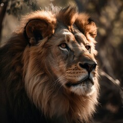 Fototapeta na wymiar Portrait of a Beautiful lion nature