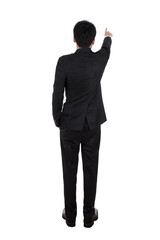 Obraz na płótnie Canvas rear view of business man pointing at something on transparent background png file