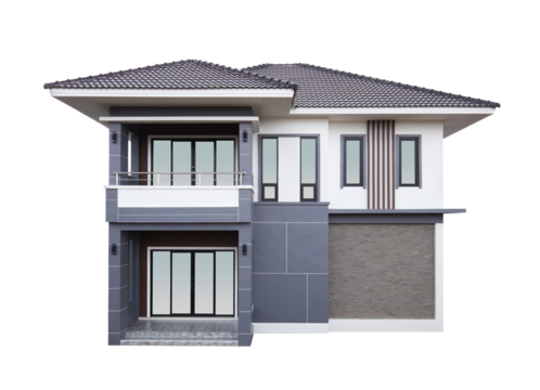 house modern contemporary style on transparent background png file