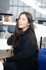 portrait of an asian woman in the airport