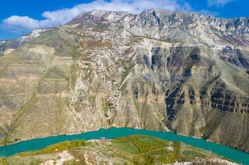 Canyon river in the high rocky mountains. 
