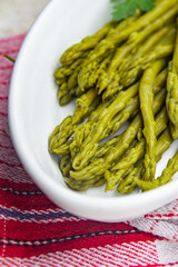 green beans asparagus ready to eat healthy meal food snack on the table copy space food background rustic top view keto or paleo diet veggie vegan or vegetarian food