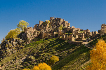 Abandoned ancient village in Caucasus mountains