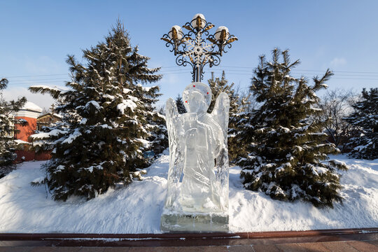 Ice sculpture in the Church of Our Lady of Kazan in Irkutsk