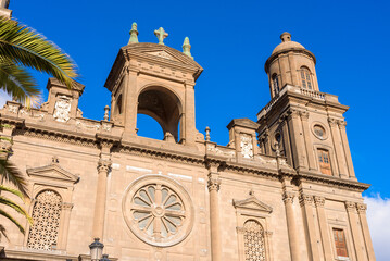 Fototapeta premium Catedral de Santa Ana de Canarias, Gothic cathedral building located on a scenic plaza, containing many notable religious artworks. Las Palmas de Gran Canaria, Spain