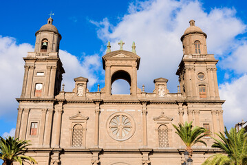 Catedral de Santa Ana de Canarias, Gothic cathedral building located on a scenic plaza, containing many notable religious artworks. Las Palmas de Gran Canaria, Spain