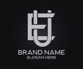 E U initial letter logo design template