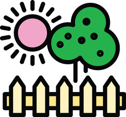 Ranch fence icon. Outline Ranch fence vector icon for web design isolated on white background color flat