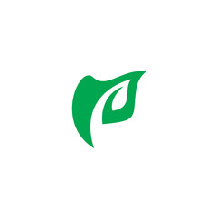 P Leaf Logo Design. P Initial Vector Nature