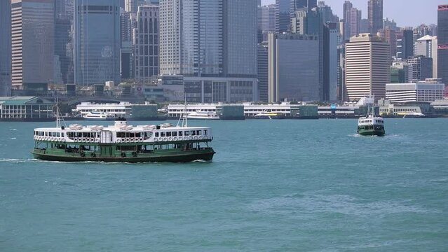 2023 Mar 5,Hong Kong,The Star Ferry crossing in Victoria Harbor.