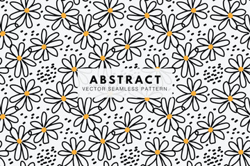 Flower abstract hand drawn shapes vector pattern repeat seamless