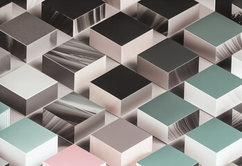 Isometric stone blocks, variations of color and texture. Generative AI