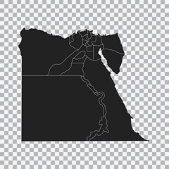 Political map of the Egypt isolated on transparent background. Vector.