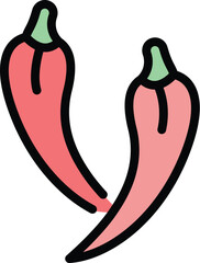 Chilli pepper paprica icon. Outline Chilli pepper paprica vector icon for web design isolated on white background color flat