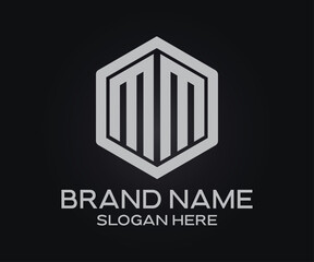 M M initial letter logo design template
