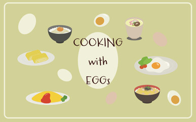 卵料理のイラストセット