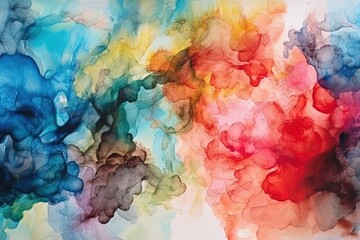 abstract multicolored smoke on white background. Generative AI