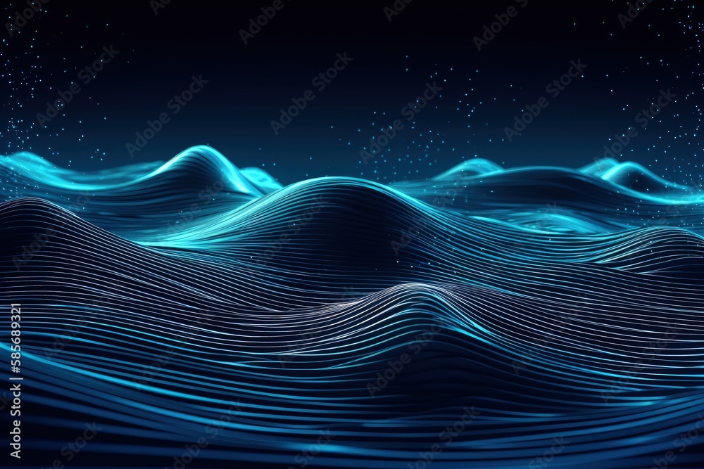 Canvas Prints serene night scene with waves and stars in the sky. Generative AI