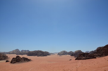 Beautiful Wadi Rum landscapes from the desert in Jordan