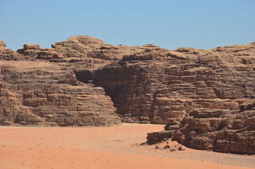 Beautiful Wadi Rum landscapes from the desert in Jordan