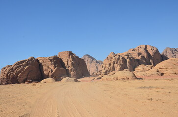 Fototapeta na wymiar Beautiful Wadi Rum landscapes from the desert in Jordan