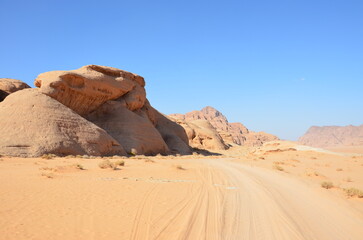 Beautiful Wadi Rum landscapes from the desert in Jordan
