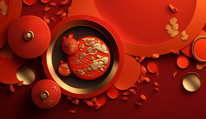 Chinese New Year Background, Generative AI